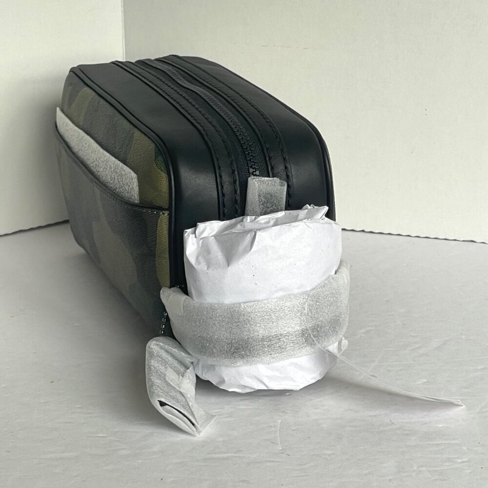 Coach Small Travel Kit Camo Print CM034 Signature Canvas Dopp Bag Toiletry Green - Picture 7 of 8